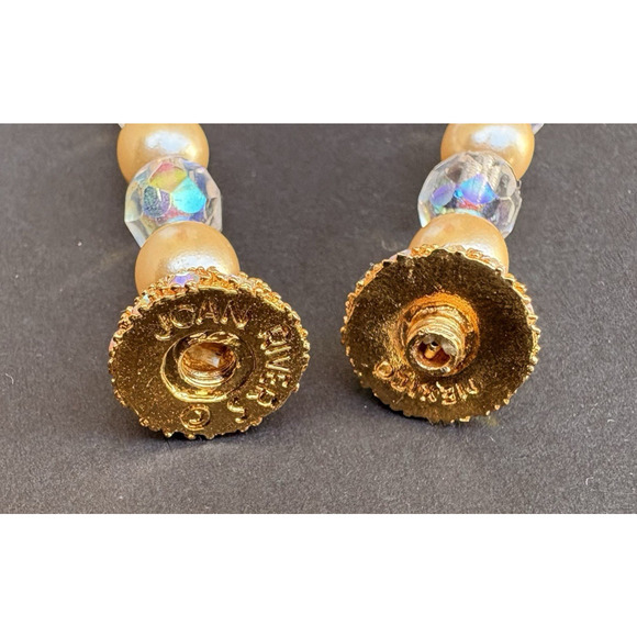 VTG Joan Rivers Stretch Bracelet Aurora Borealis Crystals Faux Pearls 7.75" - Picture 7 of 8